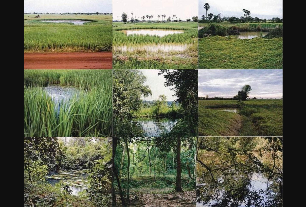 Bomb Ponds by Mr. Vandy Rattana (Cambodia). Medium/Material: Photographs and video. Vandy Rattana’s Bomb Ponds is a series of nine quiet, mysteriously serene landscape photographs and a confronting one-channel documentary film in which villagers describe their memories of the bombings as well as their relationship to the ponds today. The Bomb Ponds invite audiences to connect with both the fragility and the resilience of the people and the land, and to reconsider the historical thread of America's actions during the Vietnam War and subsequently, similar acts of violence worldwide.